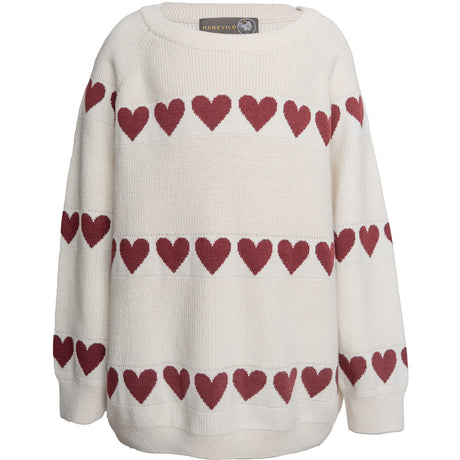 Hanevild Ivory Red Heart Bluse