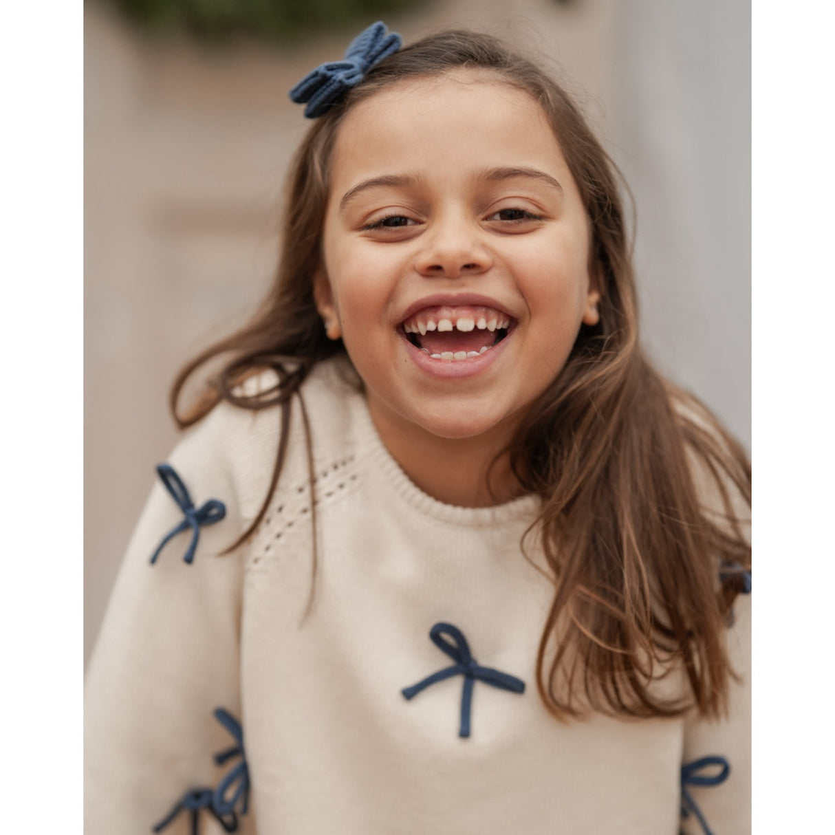 Hanevild Ivory More Bows Sweater