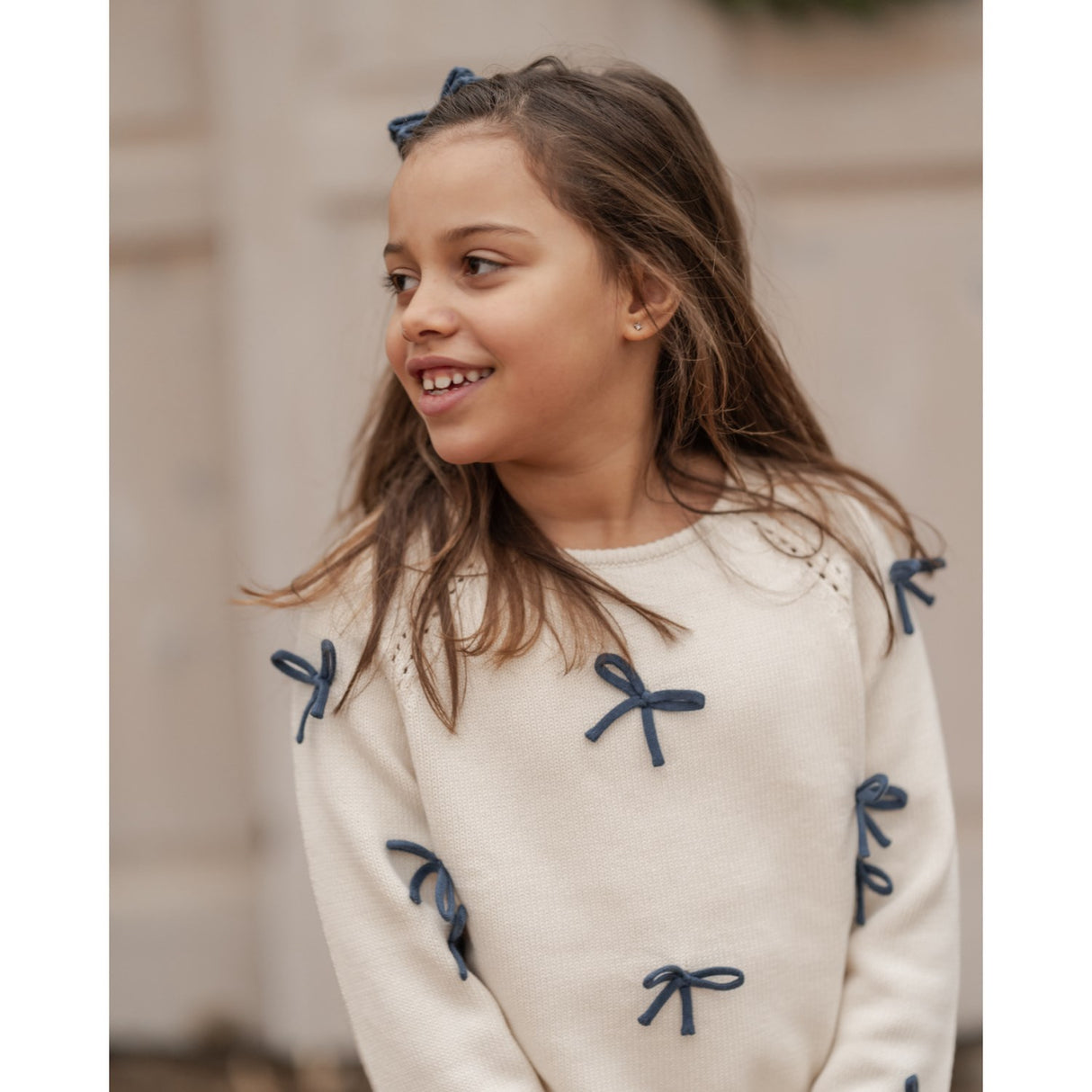 Hanevild Ivory More Bows Sweater