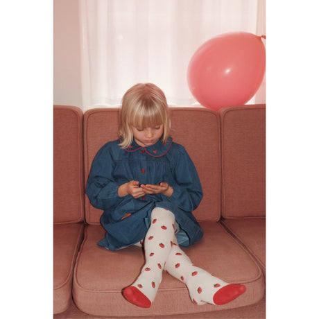 Flöss Mid Blue Strawberry Vilma Kjole