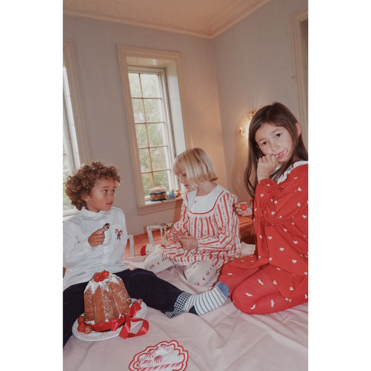 Flöss Poppy Red/Soft White Ellen Kjole