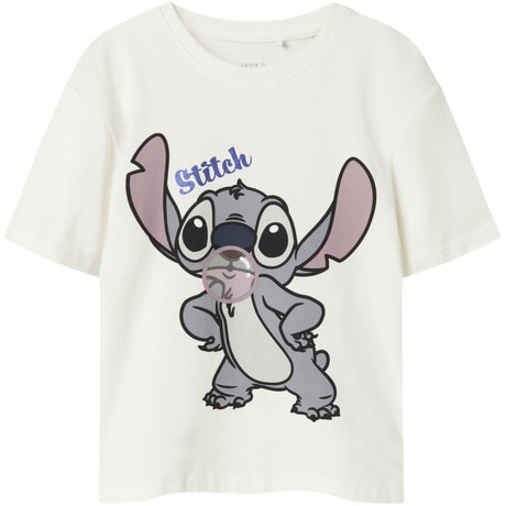 Name It Cloud Dancer Nkfakun Stitch Ss Nreg Topp Box Noos Wdi