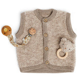 Smallstuff Natur Melange Vest Med Knapper Bouclé Merino Ull
