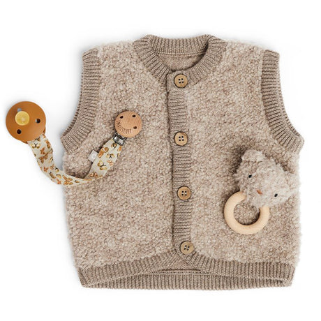 Smallstuff Natur Melange Vest Med Knapper Bouclé Merino Ull