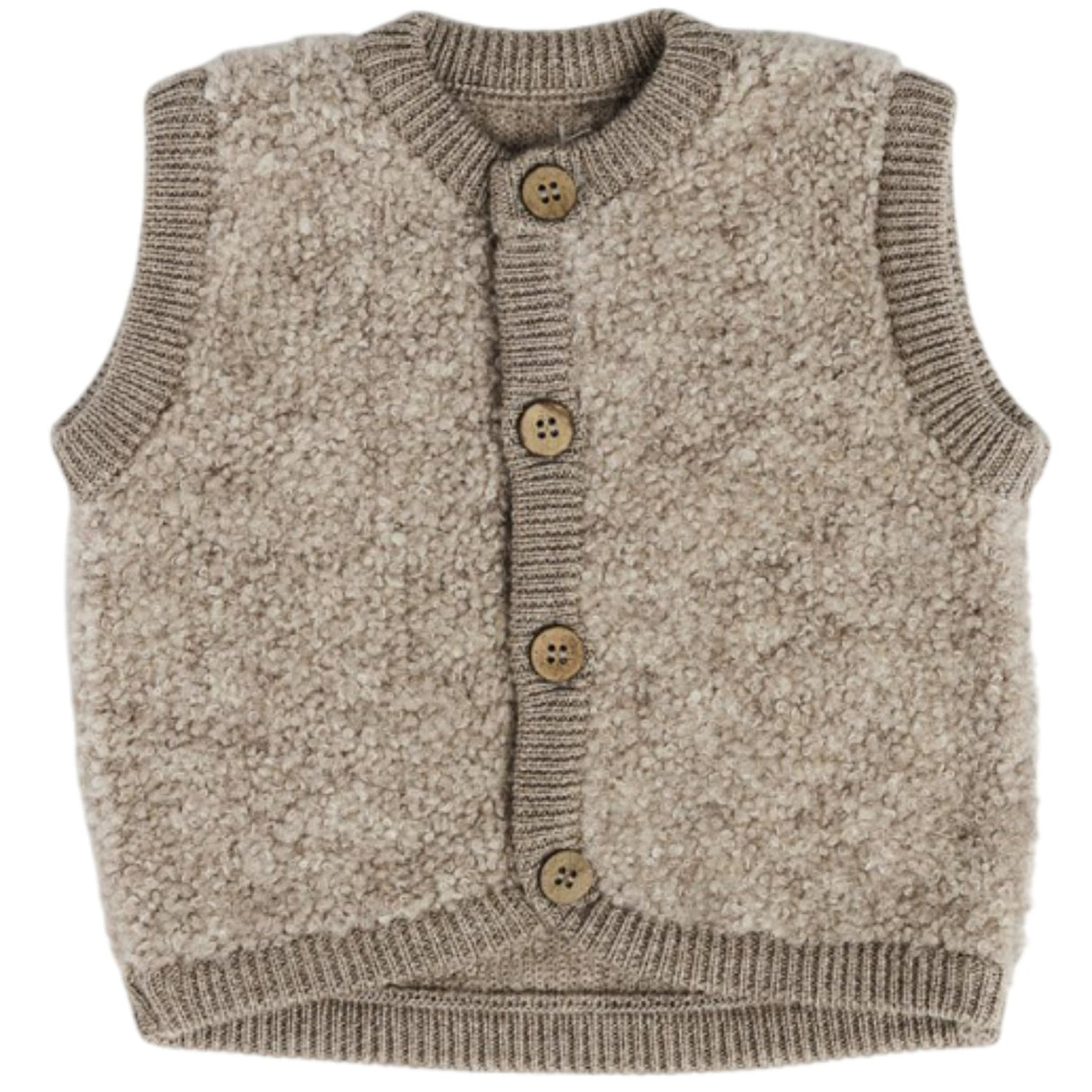 Smallstuff Natur Melange Vest Med Knapper Bouclé Merino Ull