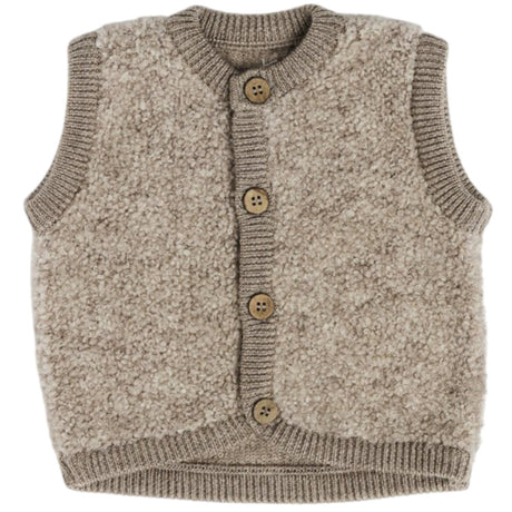 Smallstuff Natur Melange Vest Med Knapper Bouclé Merino Ull