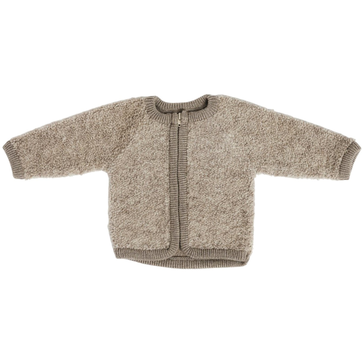 Smallstuff Natur Melange Cardigan Med Glidelås Bouclé Merino Ull