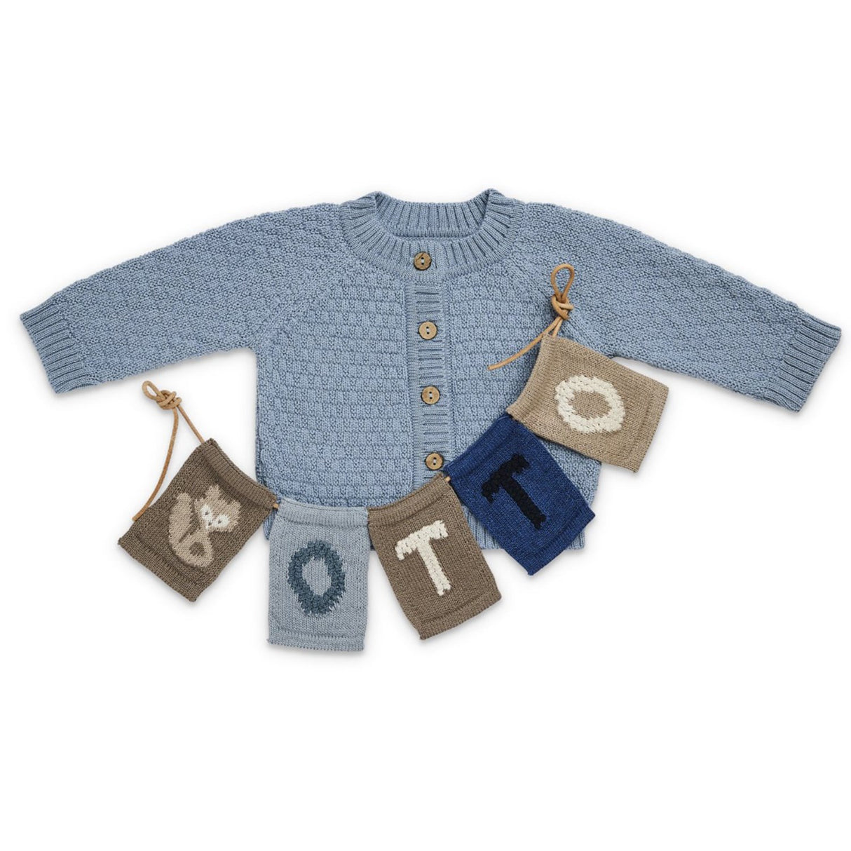 Smallstuff Blue Cardigan Square Strikk Merino Ull