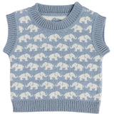 Smallstuff Blue Vest Ao Elephants Merino Ull