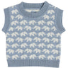 Smallstuff Blue Vest Ao Elephants Merino Ull