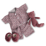 Smallstuff Dukke Clothing Flower Pyjamas Med Tøfler & Teddybjørn
