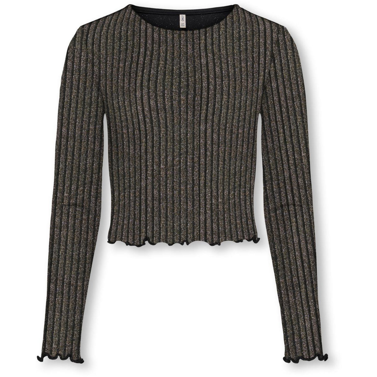 kids ONLY Black Lurex Light Gold/Silver/Wide Stripe Kogqueen L/S Glitter Topp Bf Jrs