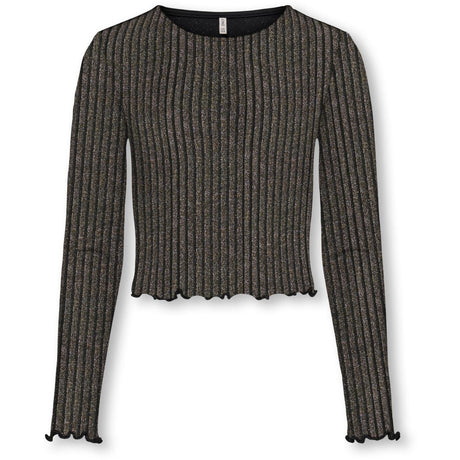 kids ONLY Black Lurex Light Gold/Silver/Wide Stripe Kogqueen L/S Glitter Topp Bf Jrs