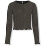kids ONLY Black Lurex Light Gold/Silver/Wide Stripe Kogqueen L/S Glitter Topp Bf Jrs