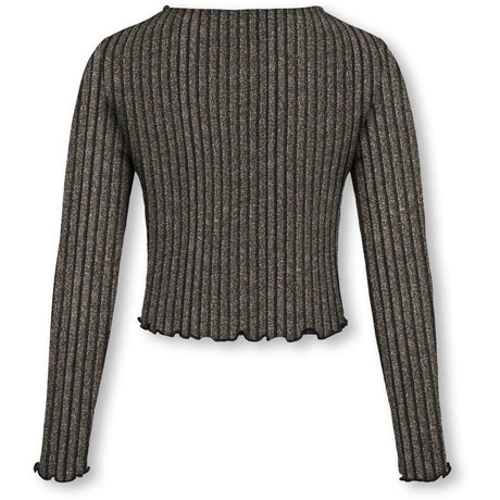 kids ONLY Black Lurex Light Gold/Silver/Wide Stripe Kogqueen L/S Glitter Topp Bf Jrs