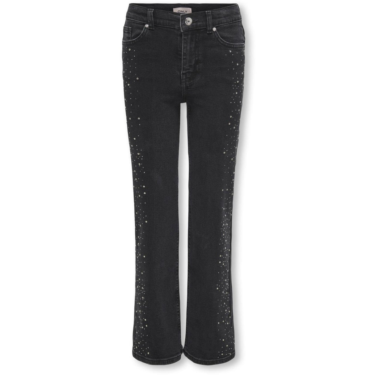 kids ONLY Washed Black Rhinestones Kogjuicy Hw Rhinestone Wide Leg Dnm