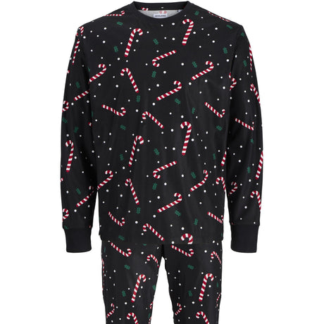 Jack & Jones Junior Black Candy Cane Jactristan Printed Lounge Sett W Jnr