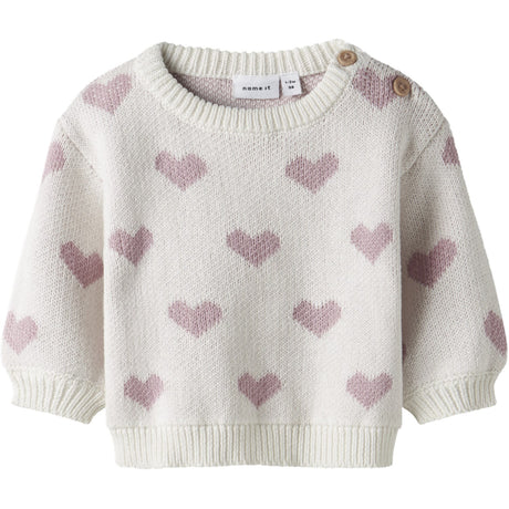 Name It Cloud Dancer Keepsake Lilac Heart Nbfoana Ls Strikk