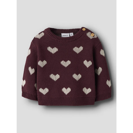 Name It Burgundy Peyote Heart Nbfoana Ls Strikk