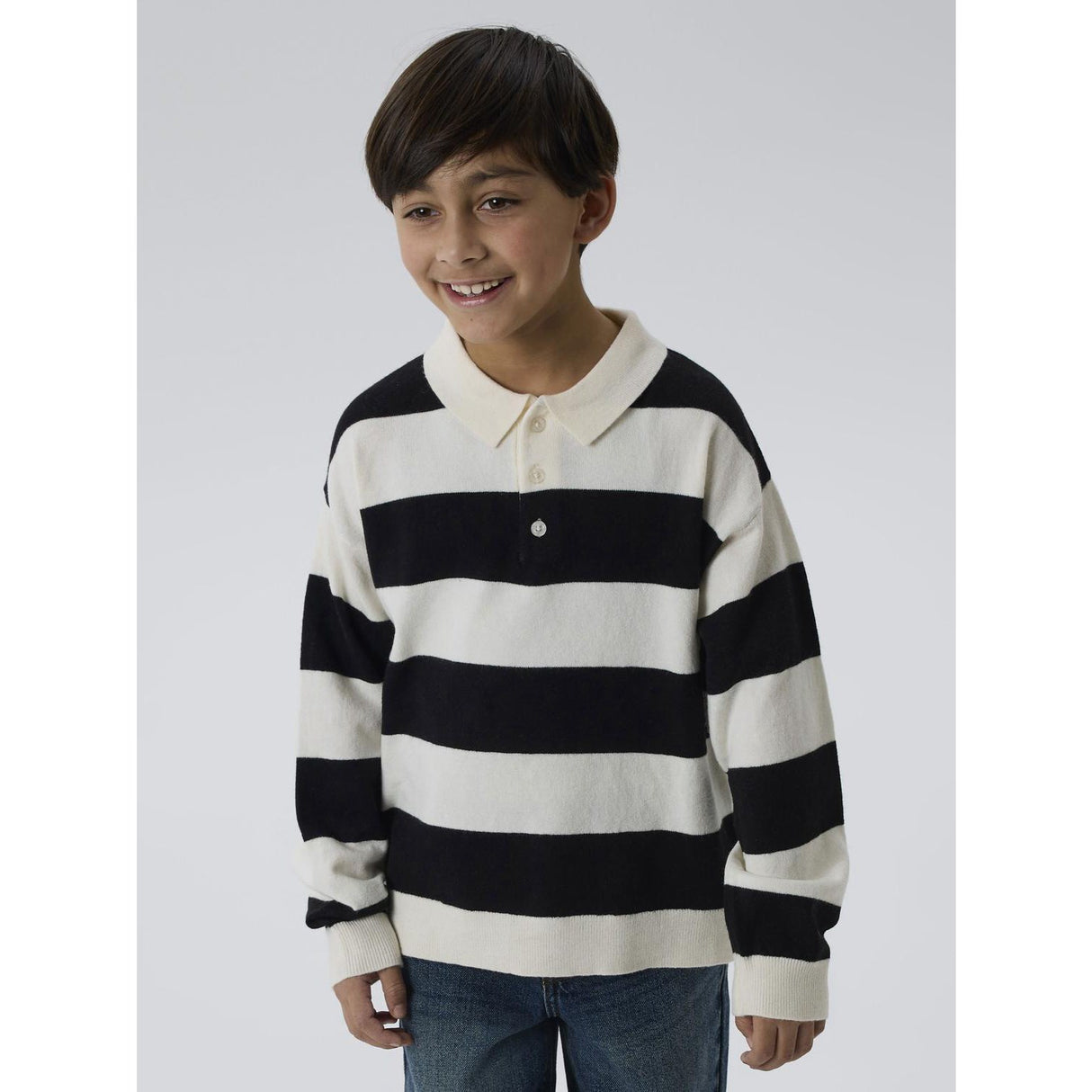 Name It Black Nkmobert Ls Loose Strikk Polo