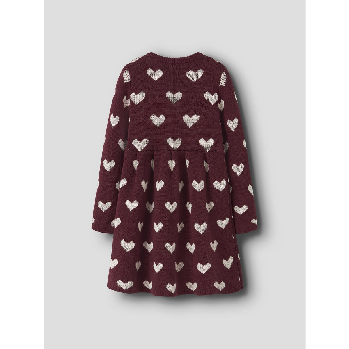Name It Burgundy Peyote Heart Nmfoana Ls Strikk Kjole