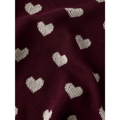 Name It Burgundy Peyote Heart Nmfoana Ls Strikk