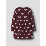 Name It Burgundy Peyote Heart Nbfoana Ls Strikk Kjole
