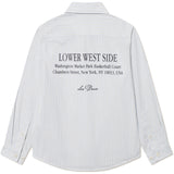 Les Deux Kids Xenon Blue Kent Print Stripe Poplin Skjorte KIDS