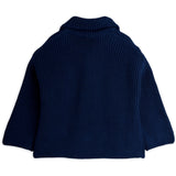 Mini Rodini Blue Panda Patch Chunky Strikk Half Zip Sweater
