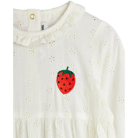 Mini Rodini White Strawberry Emb Schiffli Buksedrakt