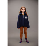 Mini Rodini Blue Panda Patch Chunky Strikk Half Zip Sweater
