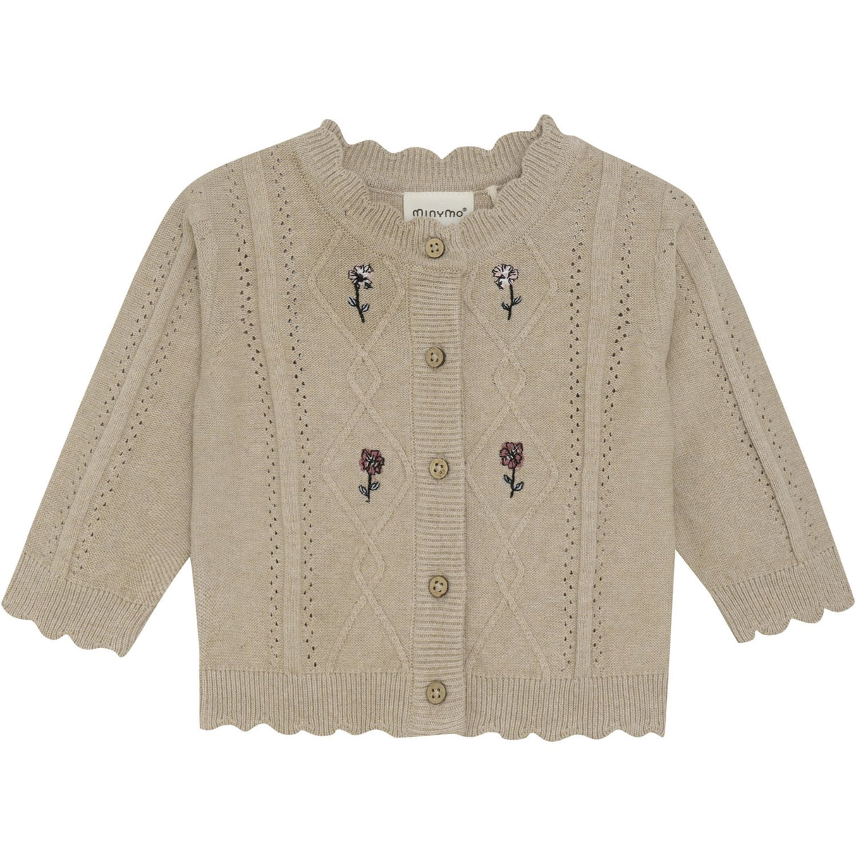 Minymo Beige Melange Cardigan Strikk