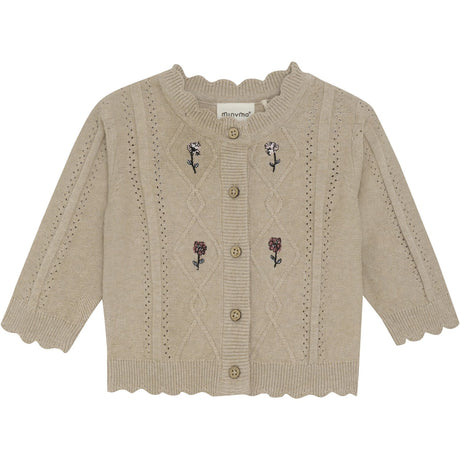 Minymo Beige Melange Cardigan Strikk