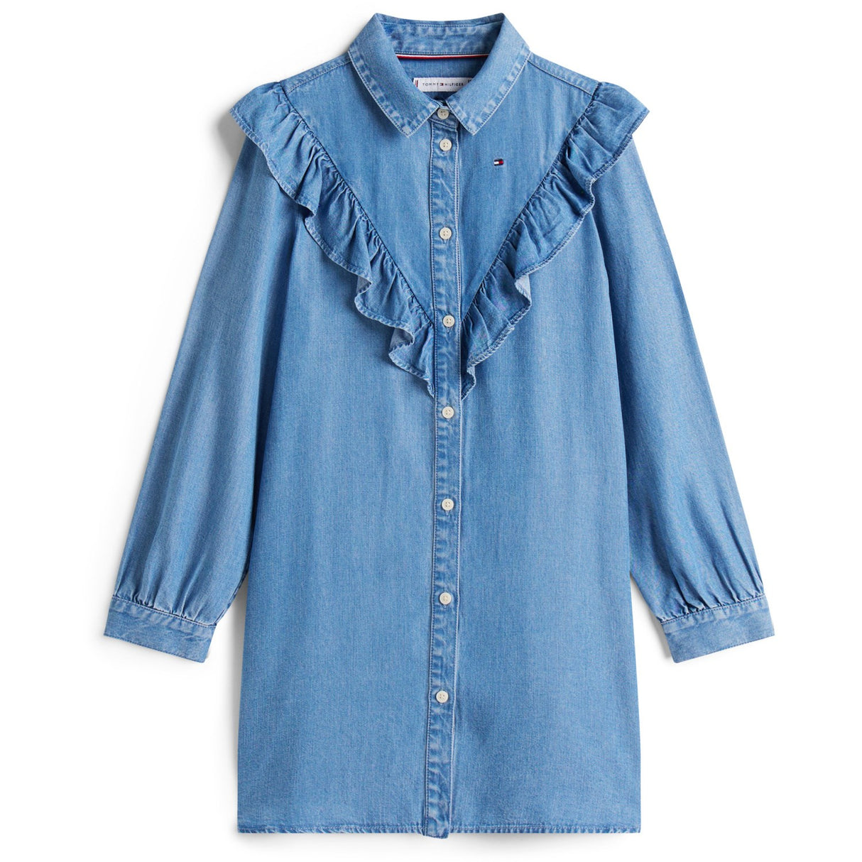 Tommy Hilfiger Denim Ruffle Skjorte Kjole