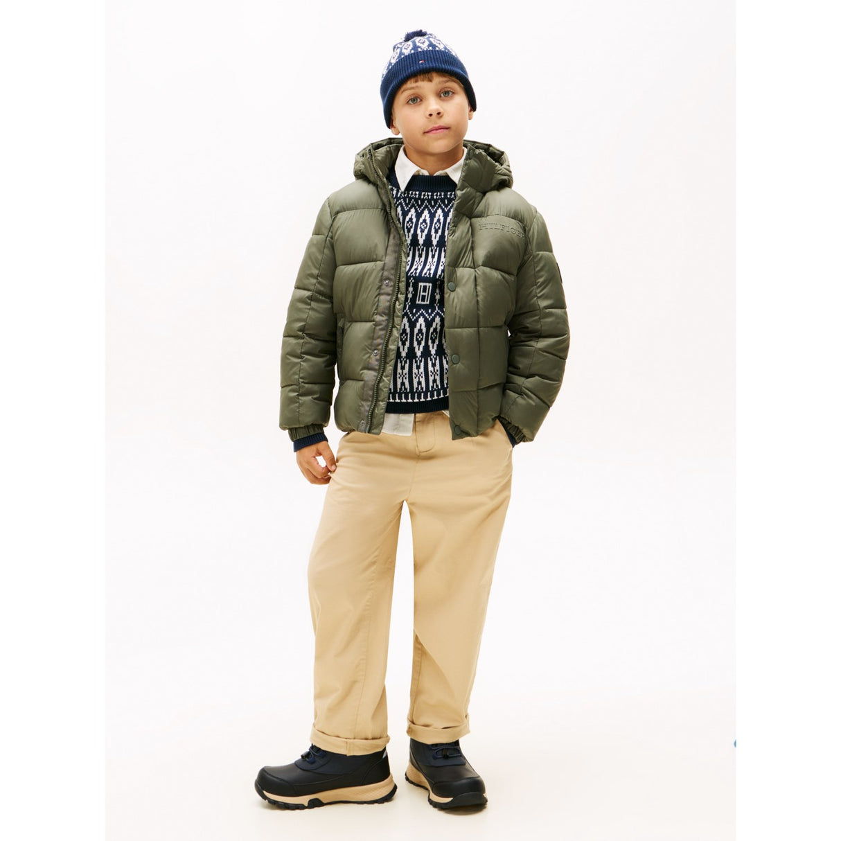 Tommy Hilfiger Pewter Green Matt Og Shine Embossed Jakke