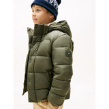 Tommy Hilfiger Pewter Green Matt Og Shine Embossed Jakke