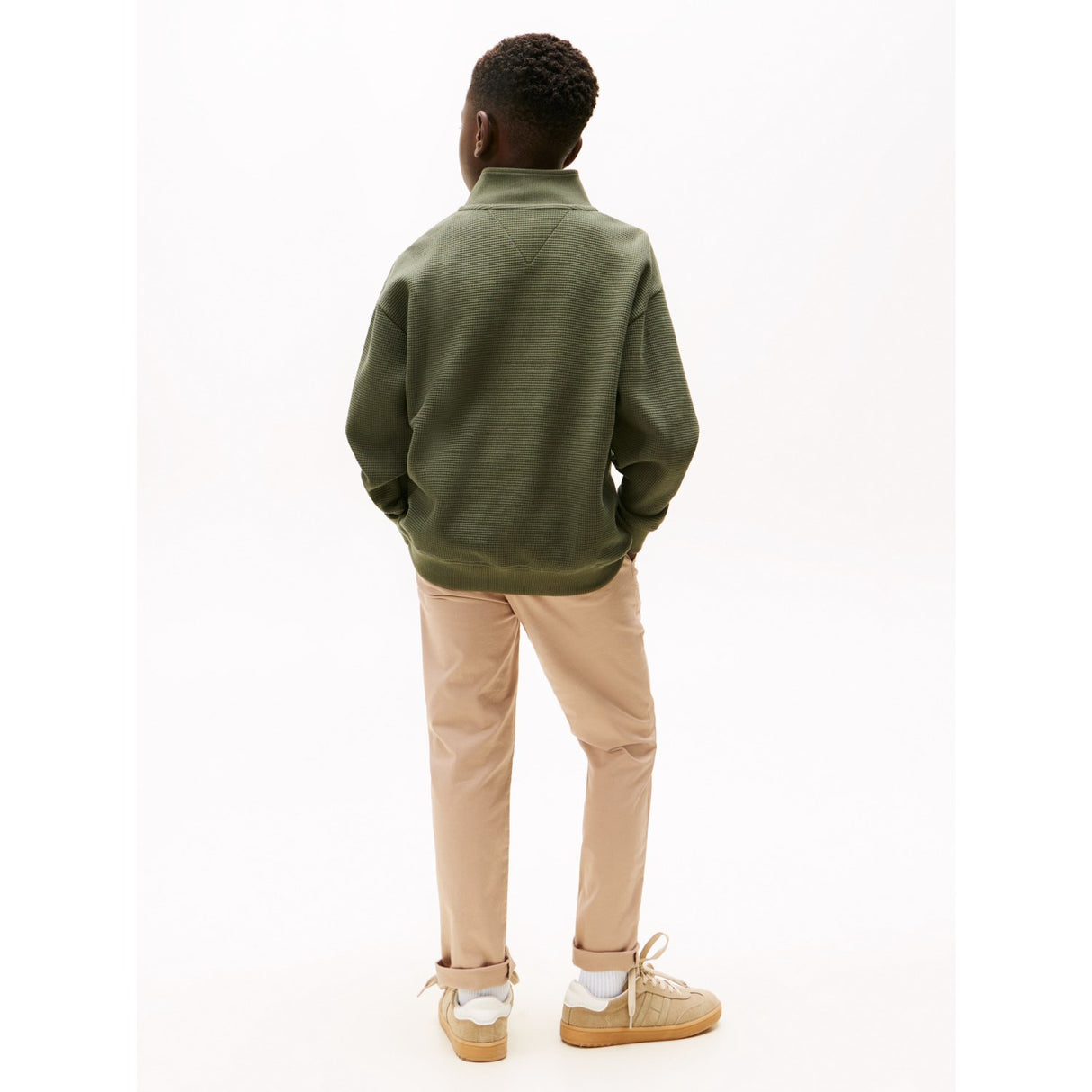 Tommy Hilfiger Pewter Green Texture Half Zip Collegegenser