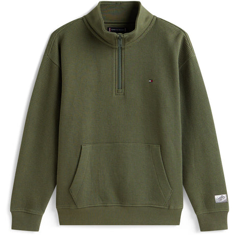 Tommy Hilfiger Pewter Green Texture Half Zip Collegegenser