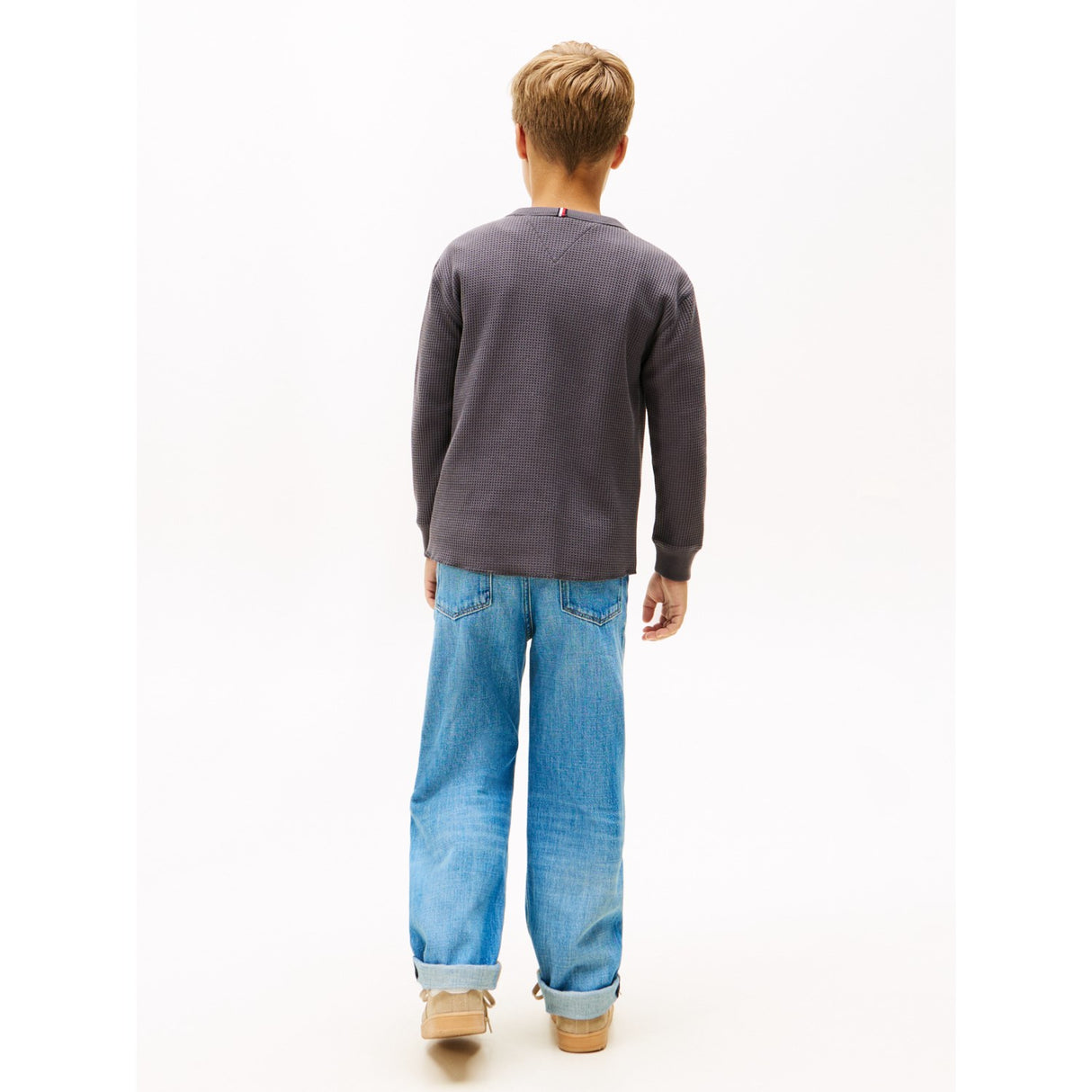 Tommy Hilfiger Washed Black Tetxured Waffle Tee Ls