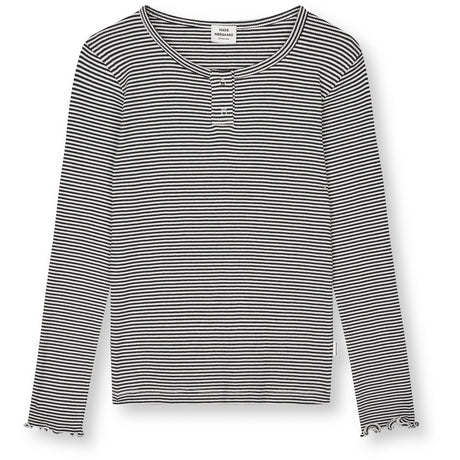 Mads Nørgaard Black/Vanilla Ice 2X2 Bomull Stripe Tala Tee Ls