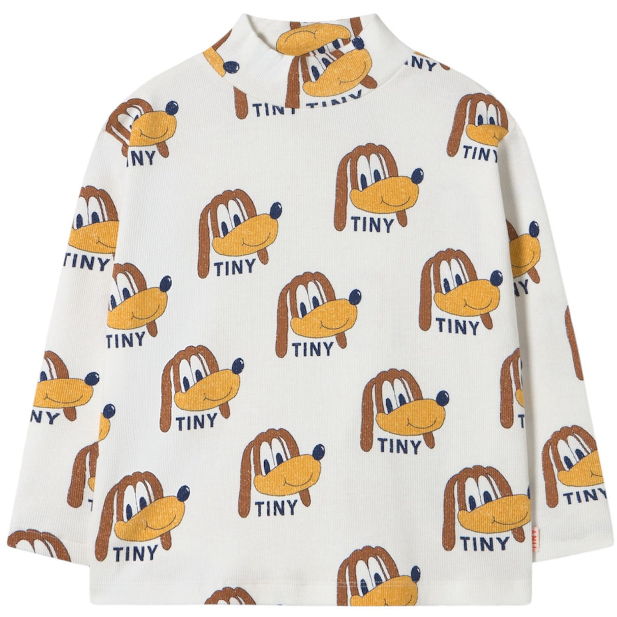 TinyCottons Off-White Dogs Rib Mockneck