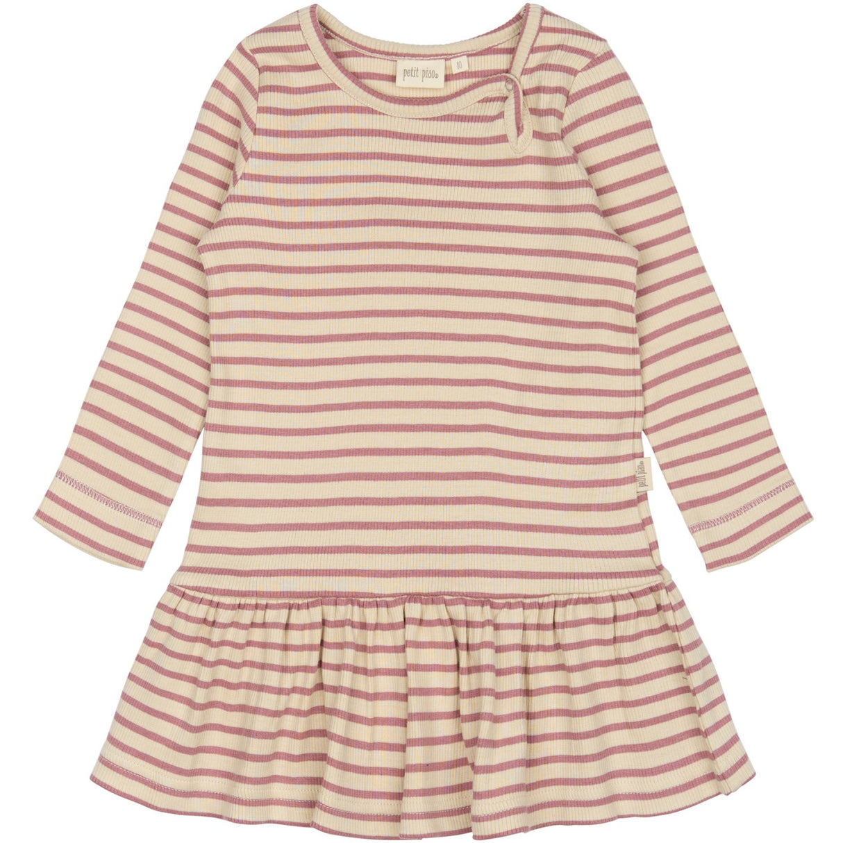 Petit Piao Nostalgic Rose/off White Kjole L/S Modal Striped