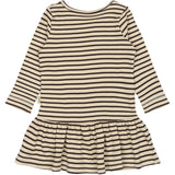 Petit Piao Coffee Bean/off White Kjole L/S Modal Striped