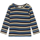 Petit Piao True Navy Multistripe T-shirt L/S Modal Multi Striped