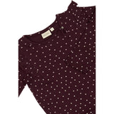 Petit Piao Dark Grape/White Kjole L/S Frill Modal Heart