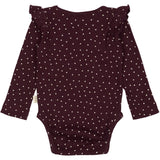 Petit Piao Dark Grape/White Body L/S Frill Modal Heart