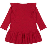 Petit Piao Jet Red/Biking Red Kjole L/S Frill Modal Heart