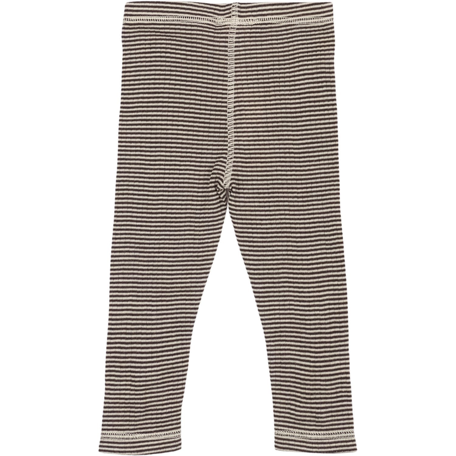 Petit Piao Coffee Bean/Dark Off White PPDante Leggings Merino Ull Striped