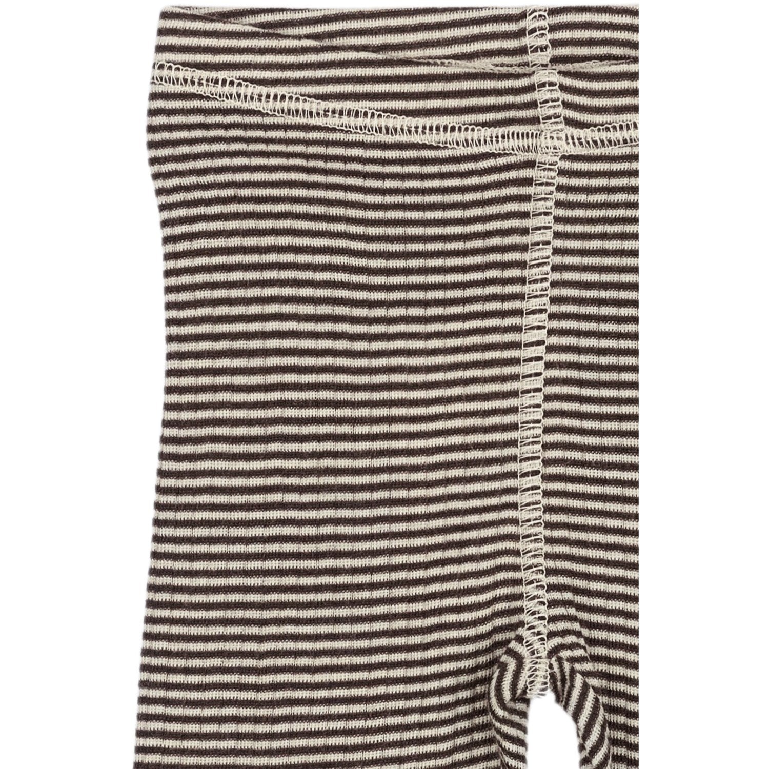 Petit Piao Coffee Bean/Dark Off White PPDante Leggings Merino Ull Striped