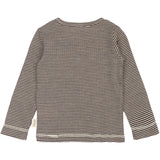 Petit Piao Coffee Bean/Dark Off White PPDante T-Shirt L/S Meriono Ull Striped